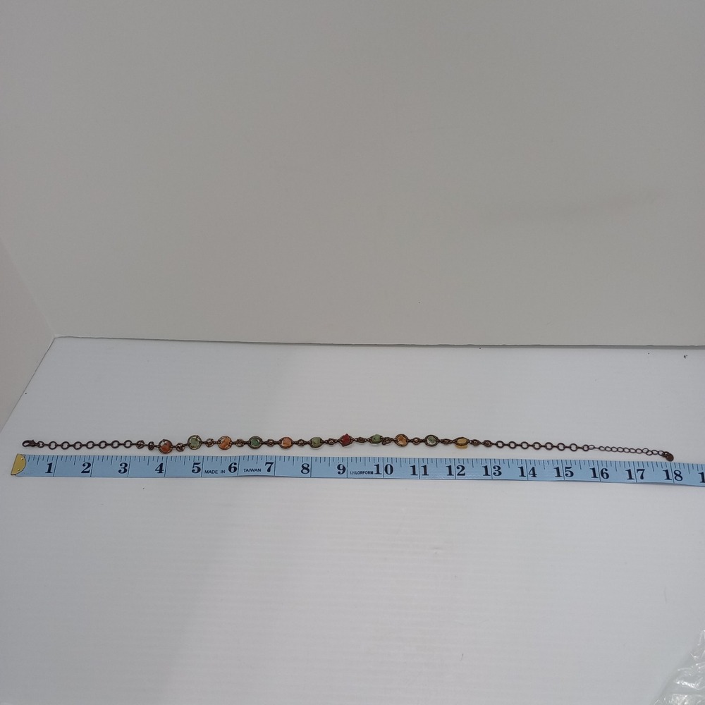 Axcess (Liz Claiborne) XC Artisan Multi Color Stone Necklace Bronze Tone 16–18" - Picture 6 of 8